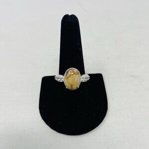 Venus Jasper & Simulated Diamond Size 10 925 Sterling Silver Ring 6.23 cts. 5023